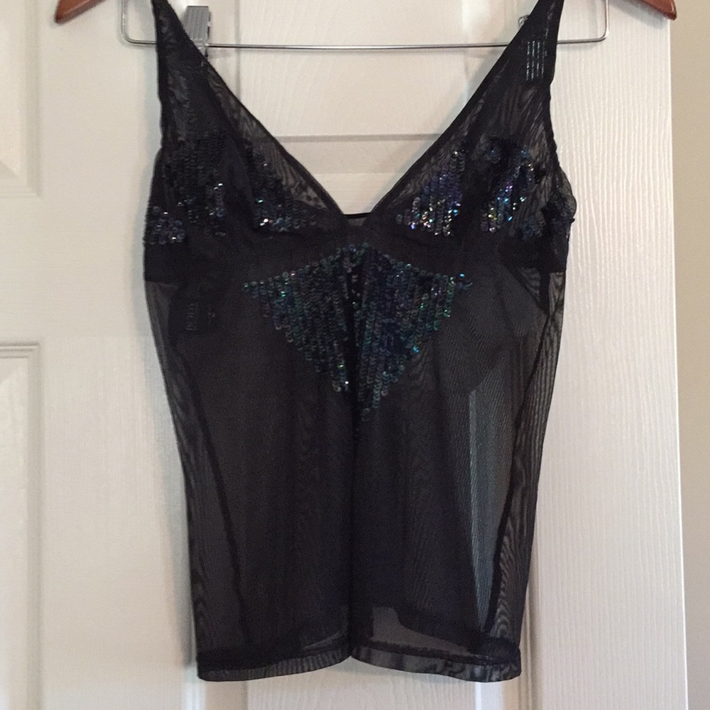 Body by Victoria black sheer lingerie w sequins